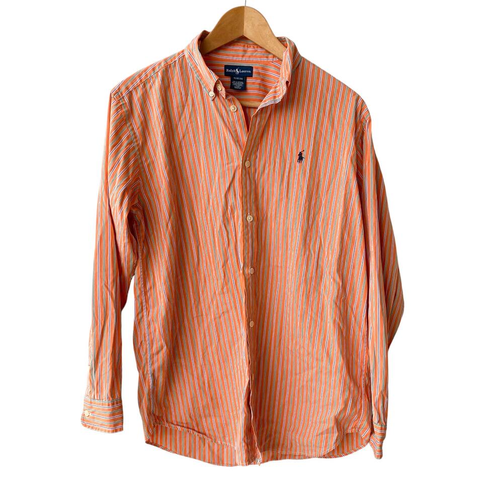 Ralph Lauren : Orange Green Blue Stripe Long Sleeve Button-Down Shirt XL 18–20